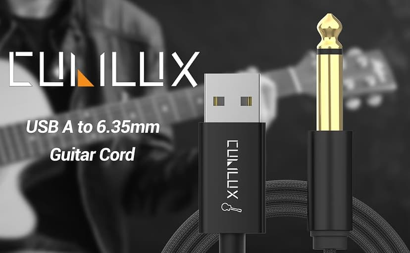 Cubilux Guitar to USB A Cable, USB to 6.35mm (1/4') TS Mono Line-in Cord for Bass/Electronic Piano/Drums, Instrument to Laptop PC, 6 FT