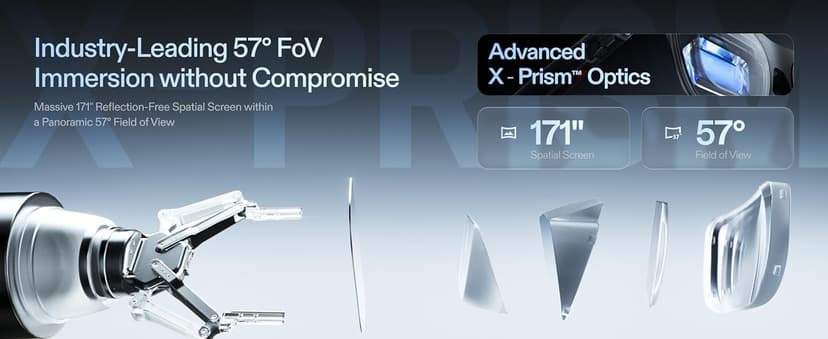 XREAL One Pro AR Glasses with X1 Chip, Native 3 DoF, X-Prism Optics, 3D Mode, 57°FOV 171" 120Hz FHD Display, XR Glasses for iPhone 17/16, Steam Deck, ROG, Mac, PC, Android & iOS M (IPD 57-66mm)