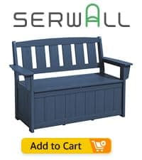 SERWALL 7-Piece Patio Dining Table Sets, Outdoor HDPE Dining Furniture Set with Umbrella Hole Cut-Out Table and 6 Chairs, Blue
