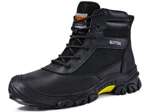 KGJIANDA Steel Toe Boots for Men Work Boots for Men Breathable High Top Work Shoes Lightweight Indestructible Safety Shoes Industry Construction Safety Footwear