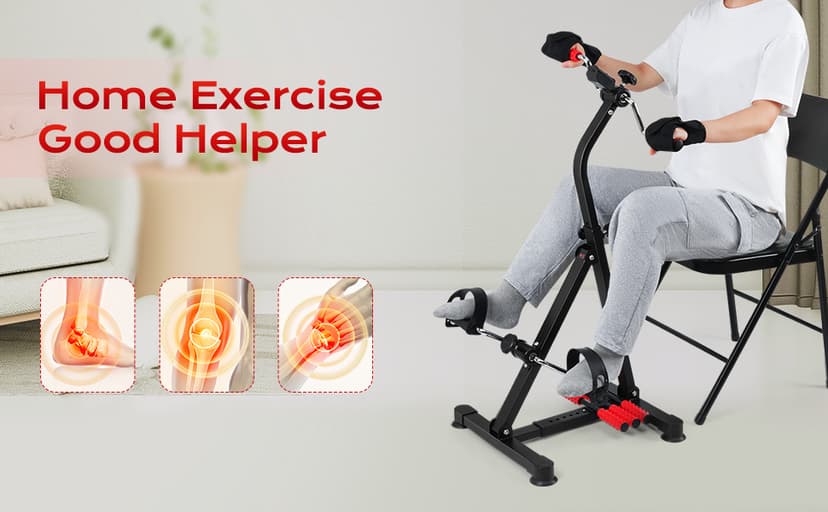 Adjustable Pedal Exerciser Bike for Seniors - Hand Arm Leg and Knee Therapy, Stroke Recovery, Portable Fitness Equipment for Total Body Workout - Great Gift for Elderly Rehab