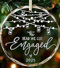 Engagement Gifts for Couples,- Engagement Gifts for Her,Women, Friends, Bride to Be Gifts, Glass Engagement Gift, First Christmas Engagement Ornaments 2025