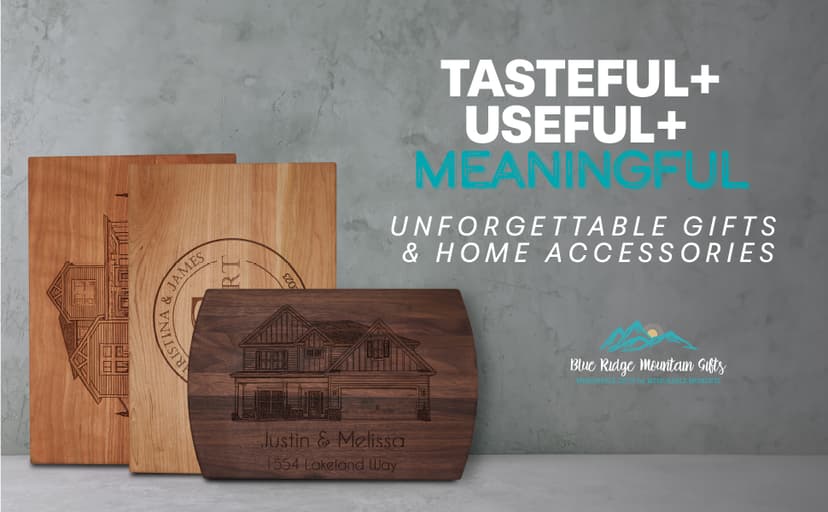 Blue Ridge Mountain Gifts Personalized Wood Cutting Board Laser Engraved Anniversary or Wedding Gift Custom Charcuterie Board Personalized Christmas Gift