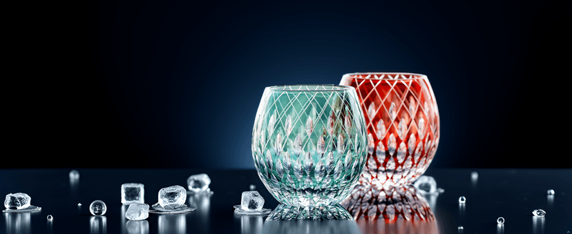 JINZHI Japanese Style EDO Kiriko Whiskey Glasses 11OZ Unique Shape Colored Hand Carved Glass Tumbler for Bourbon Lovers - Style Glassware for Rum - Rocks glasses in Gift Box (Blue)