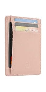 GH GOLD HORSE Slim RFID Blocking Card Holder Minimalist Leather Front Pocket Wallet for Women