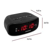 Magnasonic Digital AM/FM Clock Radio with Battery Backup, Dual Alarm, Sleep & Snooze Functions, Display Dimming Option (EAAC200)