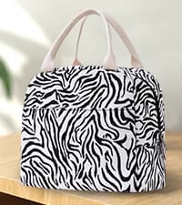 EurCross Upgraded Compact Black Lunch Bag for Girls Women,Canvas Reusable Insulated Polka Dot Lunch Tote Box Bag for Work School