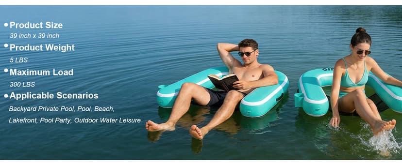 Inflatable Pool Float Chair for Lake Floating Pool Chairs Heavy Duty Floating Chair Lake Floats for Adults Pool Chair Floats Pool River