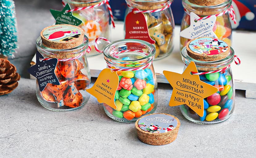 40 Pack Glass Favor Jars with Cork Lid, 3.4 oz Small Glass Bottles for Wedding Favor, Baby Shower, Party Favor, Gift Jars for Candy, Bonus Twine and Labels