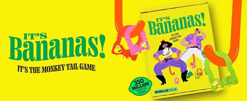 It's Bananas! The Monkey Tail Game - Funny, Fun Party & Family Board Game for Kids, Stocking Stuffer, Christmas, Thanksgiving, White Elephant, Girls Night, Birthday Gift, Gag, Novelty