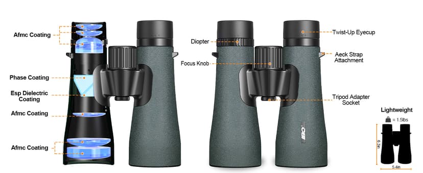 12x50 UHD Binoculars for Adults High Powered with Upgraded Phone Adapter - Large View, Lightweight, IPX7 Waterproof - Binoculars for Hunting Bird Watching Travel Cruise