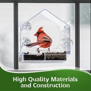 Nature Anywhere Window Bird Feeder - Transparent Acrylic Bird Feeders for Outdoors - Enhanced Suction Grip, Bird Watching for Cats, Easy-to-Clean, Outdoor Birdhouse Feeder (1 Unit)