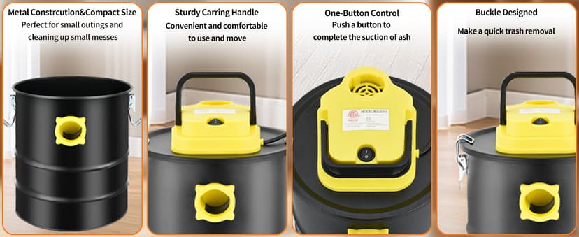 SIPPON Ash Vacuum Cleaner, Pellet Stove Vacuum Cleaner with Blower Function, 800W Powerful Suction 2.6 Gallon All-in-One Ash Vacuum for Fireplaces, Pellet Stoves