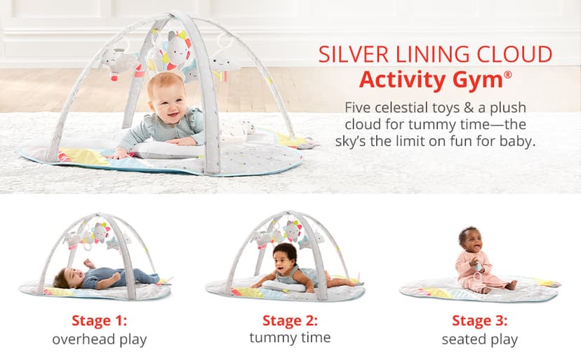 Skip Hop Baby Activity Center: Interactive Play Center with 3-Stage Grow-with-Me Functionality, 4mo+, Silver Lining Cloud