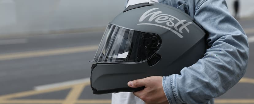 Westt Motorcycle Helmets Full Face Helmets - Street Bike Helmet with Dual Visor DOT Approved for Men Women Adults Compact Lightweight Storm X Grey Black White (Black, L (23.23-23.62 in))