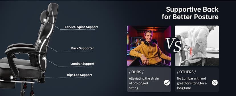 DL-win Gaming Chairs for Adults, Computer Chair with Footrest and High Back, Big and Tall Gamer Chair's with Massage Lumbar Support, 360° Swivel Height Adjustable Gaming Chair, Grey