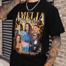 Generic Personalized Bootleg Rap Shirts for Girlfriend & Boyfriend, Custom Tee with Vintage Face Photo, Gift Idea for Birthday and Valentines Day Black, Small-XX-Large