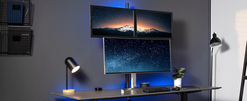 VIVO Dual Monitor Stand Up Desk Mount Extra Tall 39 inch Pole, Fully Adjustable Stand for up to 27 inch Screens, Black, STAND-V012