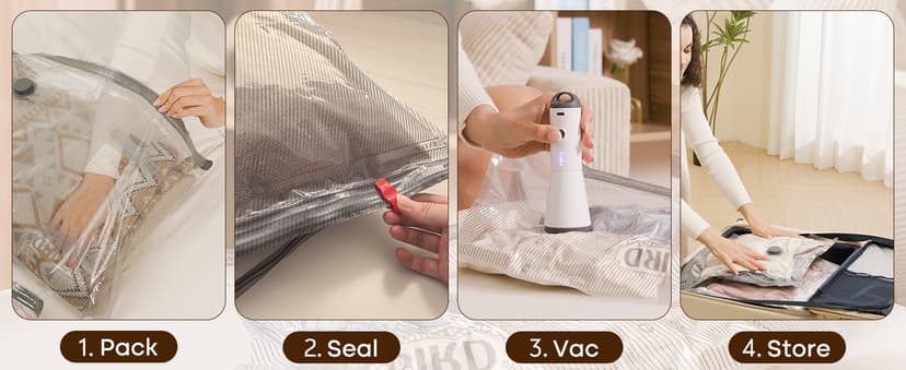 Vacuum Bags for Travel with Rechargeable air Pump, 15 Pack Carry-on Size Compression Packing Bags for Luggage and Suitcase, Space Saver for Clothes and Clothing Travel