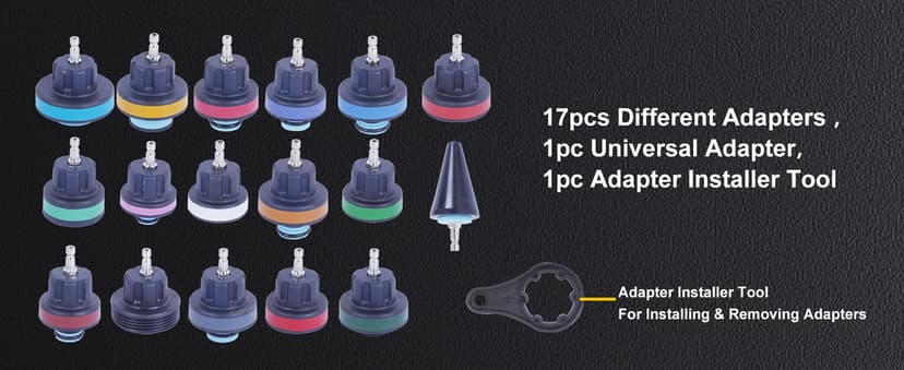 28pcs Universal Radiator Pressure Tester Kit, Tester Pneumatic Vacuum Cooling System Purge Refill Leak/Refiller Set, Universal Automotive Domestic/Import Vehicles, Motorcycle