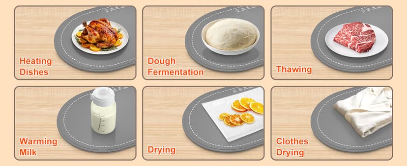 seenlast Warming Mat for Food with Adjustable Temperature Timer,10S Fast Heating Silicone Food Warmers for Parties Buffet and Home Daily,Food Warming Mat with Insulating Pad Raised Feet Protects Table B0FDWZ3ZLC