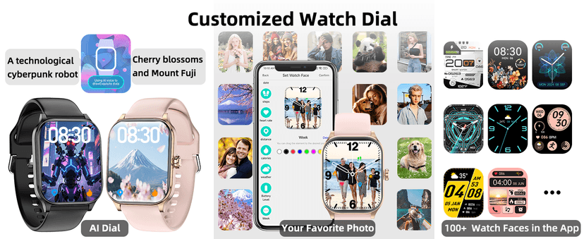 Smart Watch with Built-in GPS and Offline Maps, 1.96" HD Display, Answer/Make Calls, 100+ Sport Modes, Heart Rate/Sleep/SpO2 Monitor, Fitness Activity Tracker for Android and iPhone, 2 Bands, Black