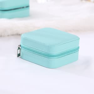 TRODANCE Mini Jewelry Travel Case, Small Portable Jewellry Organizer Box Portable Display Storage Box for Rings Earrings Necklaces, Gifts for Girl, Women, Wedding, Birthday, Mom, Mother's Day (Blue) B09631PYPT