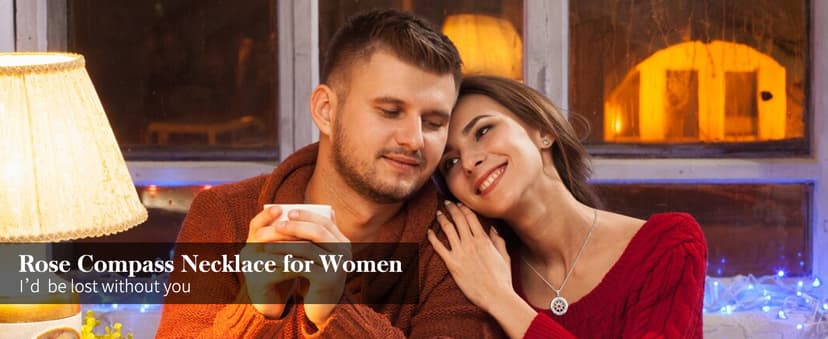 Silver Compass Necklace for Women Birthday Gifts for Wife Anniversary Necklace for Women Rose Flower Birthstone Necklaces for Wife Jewelry for Womens Girlfriend Mom Daughter