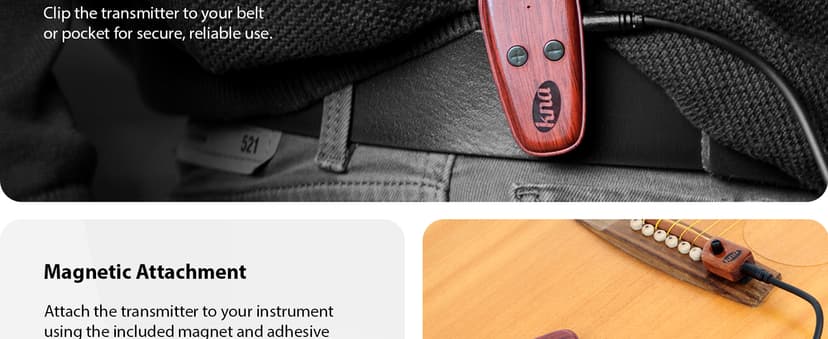 KNA U-Wi Universal Wireless System, Guitar, Bass, Violin, Acoustic and Electric Instruments, UHF Wireless Audio for Piezo Pickups, 50m Range, Ultra-Low Latency, Interference-Free Connection