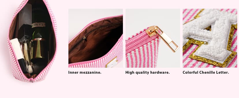 Christmas Gifts 2025 for Girls - Stocking Stuffers for Teen Girls Makeup Bag Set, 6 7 8 9 10 11 12 Year Girl Birthday Gift, Initial Travel Makeup Bags, Christmas Birthday Gifts for Girl