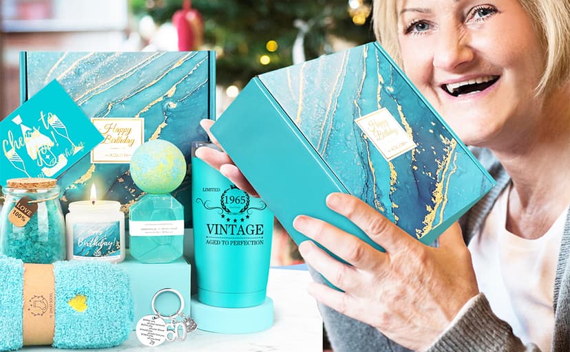 60th Birthday Gifts for Women, 60th Birthday Gifts Ideas Baskets, Gifts for 60th Birthday Women, Vintage 1965 Tumbler, Unique Best 60th Bday Gift Ideas for 60 Year Old Mom Sister Friend Wife Grandma