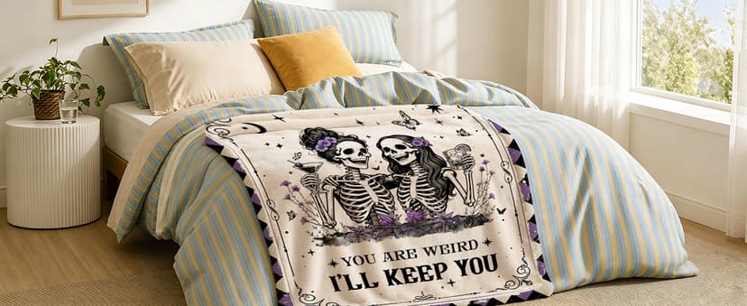 Gothic Best Friend Blanket,Gothic Funny Gift for Sister,Besties, BFFs, and Weird Friends,60"x50" Best Friend Birthday Gifts for Women,Best Friend Blanket Gifts for Women B0GSQN1SP4