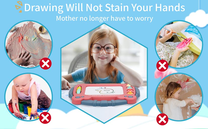 Magnetic Drawing Board for Toddlers 3, Color Erasable Doodle Writing Pad, Learning Painting Sketch Pad, Best Birthday Easter Christmas Halloween Kids Toy Gifts for Boys and Girls(Blue)