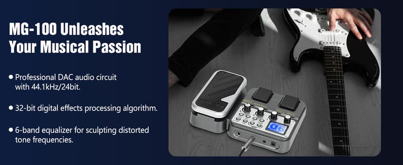 MG-100 Professional Multi Effects Guitar Pedal, Electric Guitar Effects Pedal with 58 Effects, Guitar Effects Processor with Wah Pedal for Sound Di Box Electric Guitar Bass Loop Amplifier Tube Pedal