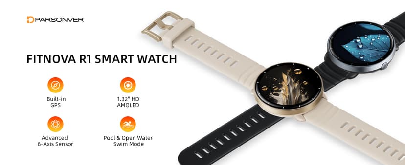 Parsonver Parsonver Swimming Smart Watch, 5ATM Waterproof for Pool & Open Water, Built-in GPS & Compass, AMOLED Fitness Tracker with 100+ Sports Modes, Heart Rate & Sleep Monitor, AI Swim Analysis, French Grey