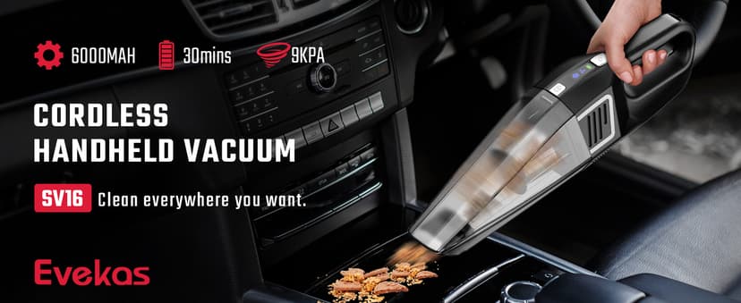 Handheld Vacuum Cordless, 9000PA Strong Suction, 2 Suction Modes, Fast Type-C Charging, Lightweight, Portable Car Vacuum Cleaner for Home Pet Office