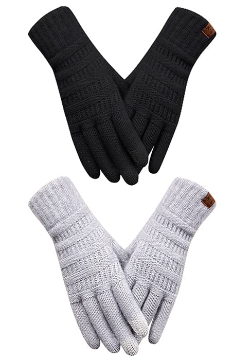 REACH STAR 2 Pairs Winter gloves for women Touch screen Elastic Thermal knit Lining Warm Gloves for Cold weather