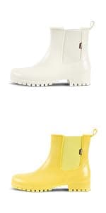 planone Women’s Waterproof Short Rain Boots Durable Comfort-Focused Chelsea Ankle Rubber Boots Non Slip Everyday Outdoor Garden Shoes with Removable Comfort Insole