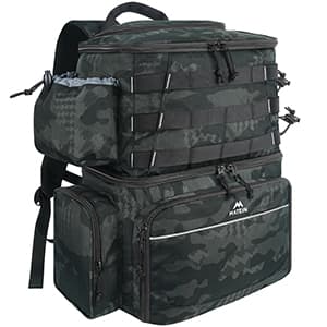Water Resistant Fishing Bag Fits 4 3600 Trays, Large Wide Open Tackle Box Backpack, Gifts for Fishermen MATEIN Fishing Backpack, Tackle Storage Bag with Rod Holders & Cooler B09PTHT4H5