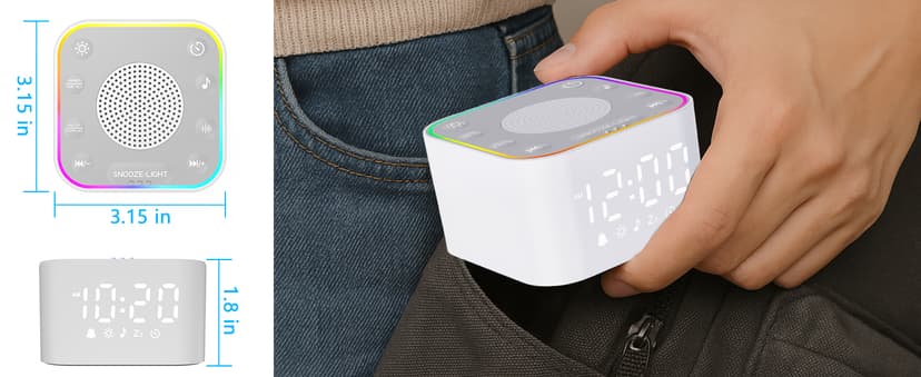 Wkzay White Noise Sound Machine: 30 Non-Looping Sleep Sound Therapy for Adults - Noise Canceling for Bedroom, Adjustable Night Light & Timer, Built-in Alarm Clock