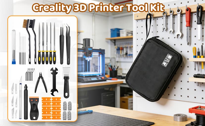 50Pcs 3D Printer Tool Kit & Accessories for All FDM/SLA Printers, Includes Nozzle Cleaning Kit, Scraper, Deburring Tool, Files, Brushes - Complete Starter Kit with Case