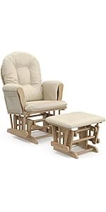 Storkcraft Tuscany Custom Glider and Ottoman with Free Lumbar Pillow (Espresso/Taupe Swirl) - Cleanable Upholstered Comfort Rocking Nursery Chair with Ottoman
