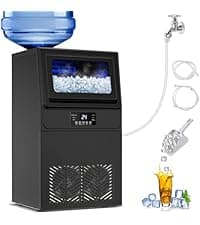Nugget Ice Maker, 80 LBS/Day with 15 LBS Storage Bin, Freestanding Undercounter Ice Maker Machine Stainless Steel, Soft Chewable Pellet Ice Machine for Home Bar Kitchen Office, Self-Cleaning
