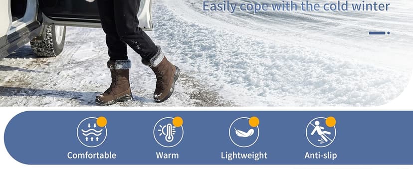 Larwen Womens Snow Boots for Winter: Comfortable Warm Fur Lined Anti Slip Mid-calf Booties for Walking