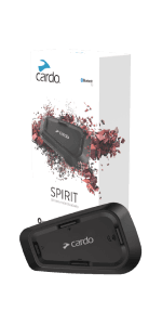 Cardo Systems Spirit Motorcycle Bluetooth Communication Headset, 2-Way Bluetooth, Thin 32mm Speakers, Waterproof, Universal Connectivity - Single Pack