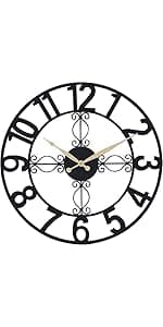 UMEXUS Outdoor Clock with Thermometer, 13 Inch Retro Large Waterproof Wall Clocks Indoor Silent Non-Ticking Battery Operated Weatherproof Decor for Garden Kitchen Bathroom Mother Gift