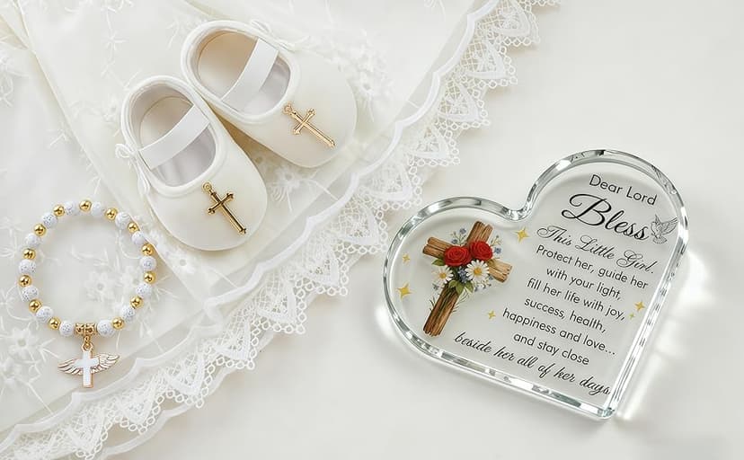Baby Girl Baptism Gifts, Christmas First Communion Catholic Confirmation Gifts for Newborn BabyGirl, Acrylic Plaque Christian Christening Dedication Baptismal Gift for Teenage, Little Girl