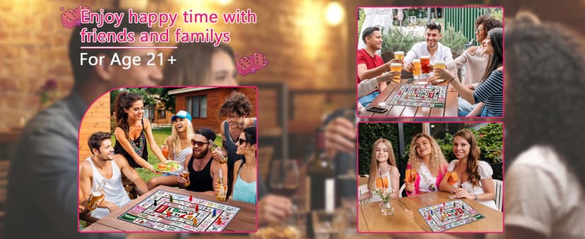 Drinking Board Games for Adults Girls Night,Waterproof Leather Mat Drinking Games,Party Interactive Drinking Game Playmat, Bachelorette Party,Family Play or Any Occasion,Age 21+,2-8 Players
