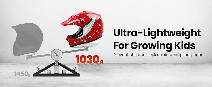 XFMT Kids Dirt Bike Helmet Youth Motorcycle Helmet DOT-Certified Full Face Helmets for Motocross ATV Off-Road Street Bike with Goggles & Gloves, Matte Black Small