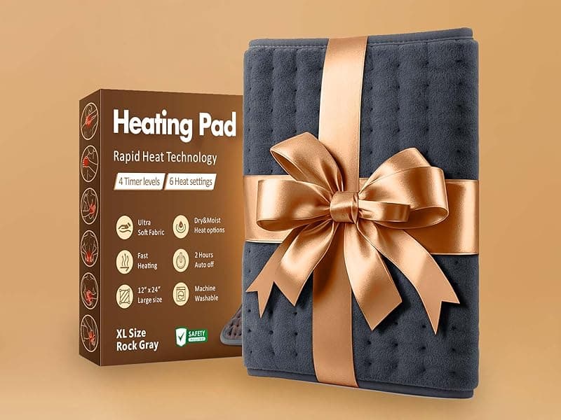 Heating Pad for Back, Neck, Shoulder Pain & Cramps Relief, Electric Heating Pad with 6 Heat Settings, Auto-Off, Moist Dry Heat Options, Fathers Day for Dad Husband, Mens Gifts for Dad Husband Him